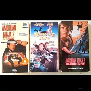 American Ninja 2, 3 and Rescue Me Dudikoff VHS 1990 Ninja Action CANNON VHS OG